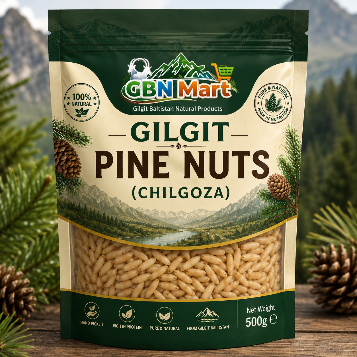 Premium Gilgit-Baltistan Chilgoza (Pine Nuts) – Naturally Harvested Himalayan Pine Nuts | Rich in Protein & Healthy Fats